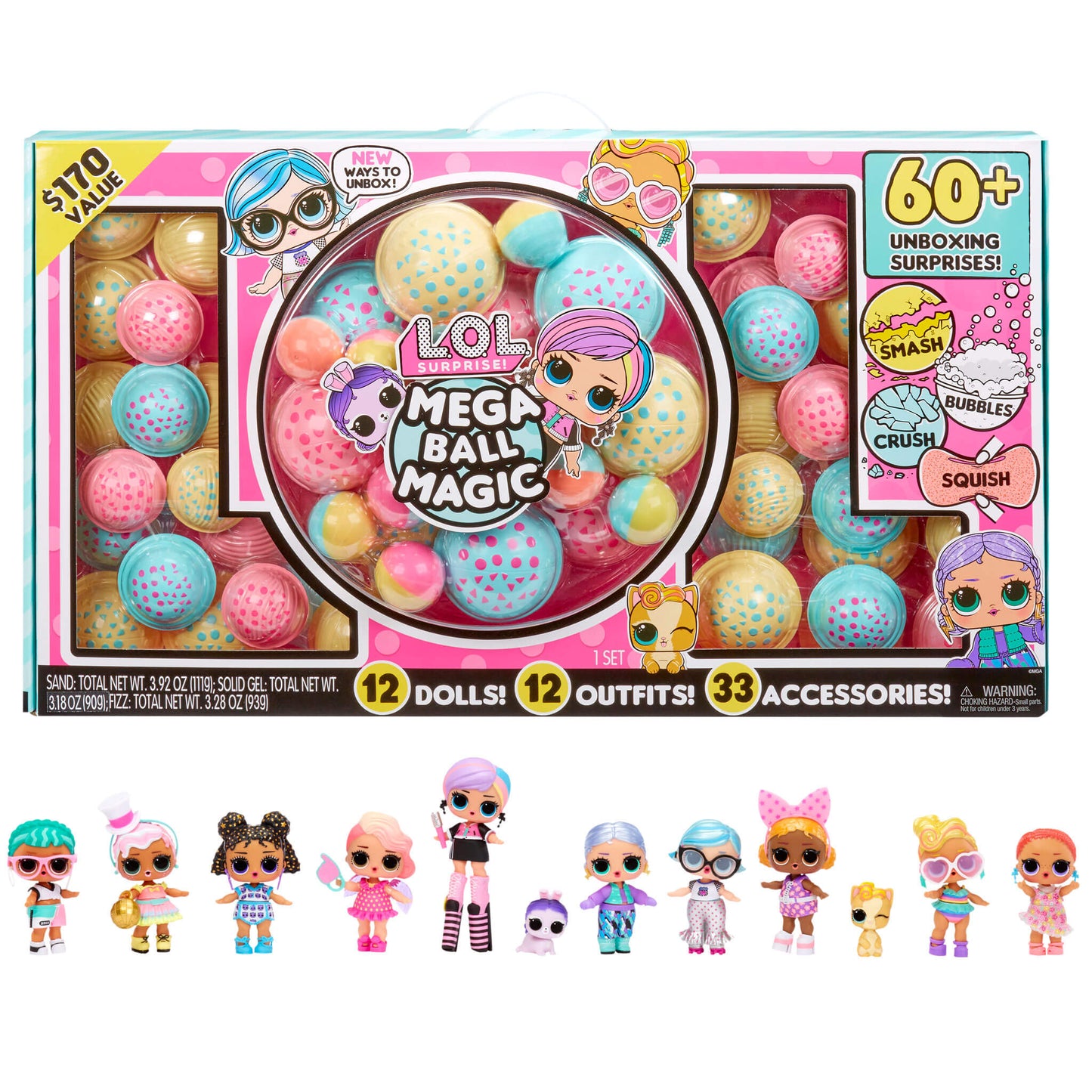L.O.L. Surprise! Mega Ball Magic - 12 Collectible Dolls, 60+ Surprises