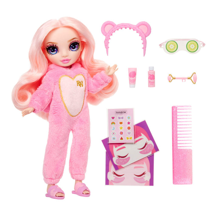 Rainbow High Jr High PJ Party Bella (Pink) 9” Posable Doll in a Soft Onesie