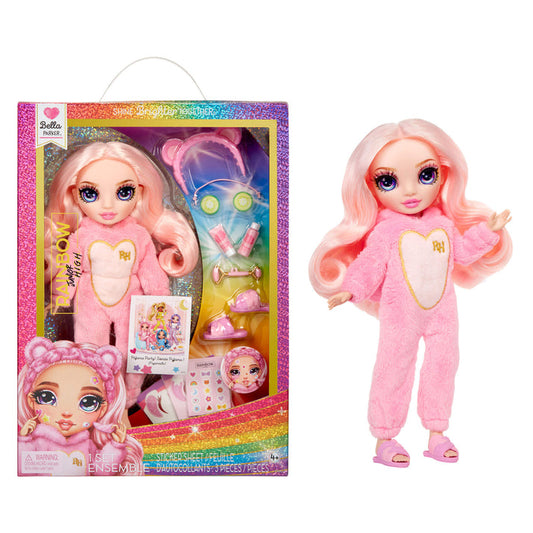 Rainbow High Jr High PJ Party Bella (Pink) 9” Posable Doll in a Soft Onesie