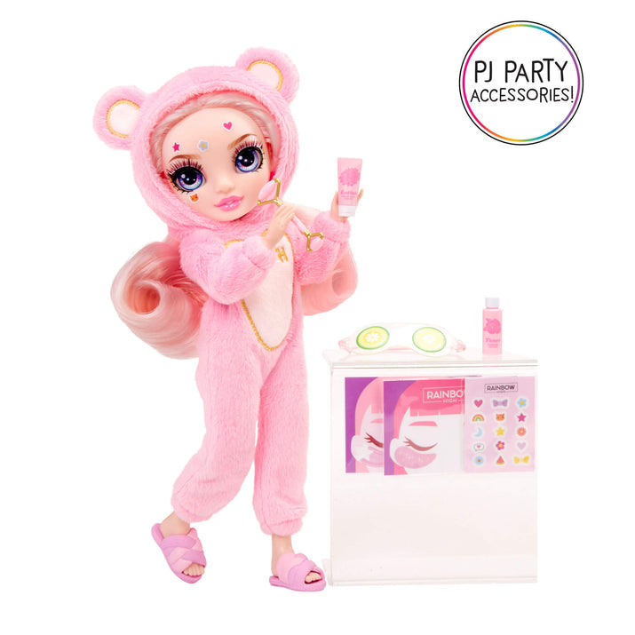 Rainbow High Jr High PJ Party Bella (Pink) 9” Posable Doll in a Soft Onesie