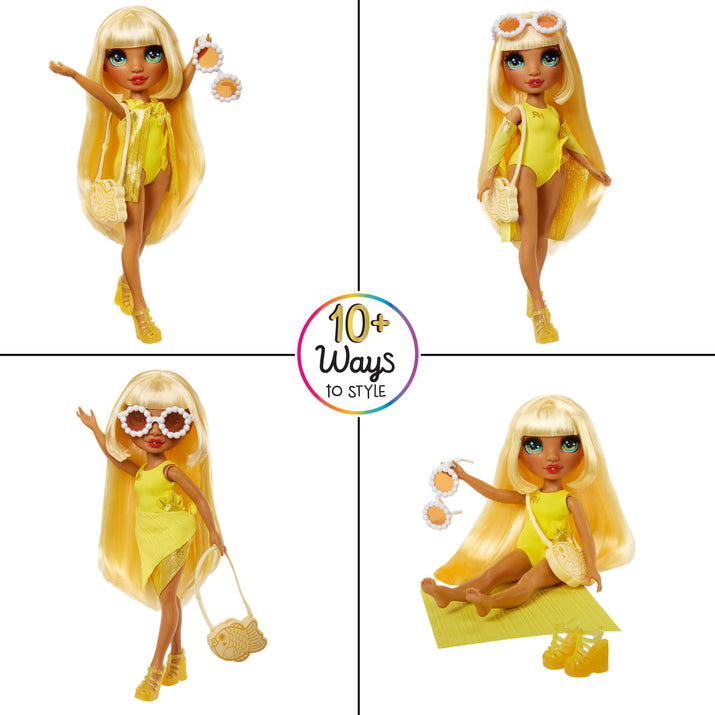 Rainbow High Swim & Style Sunny (Yellow) 11” Doll with Shimmery Wrap