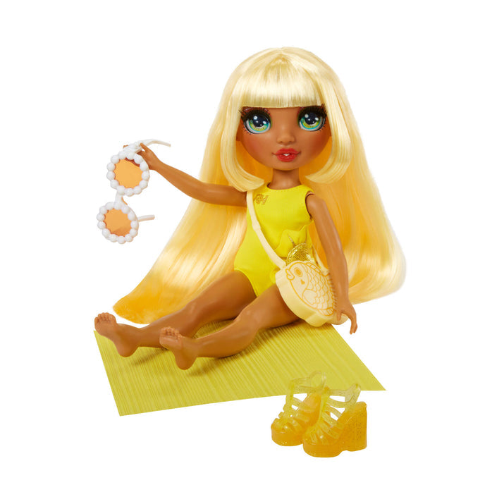 Rainbow High Swim & Style Sunny (Yellow) 11” Doll with Shimmery Wrap