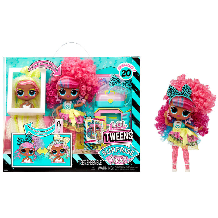 LOL Surprise Tweens Surprise Swap Curls-2-Crimps Cora Fashion Doll with 20+ Surprises