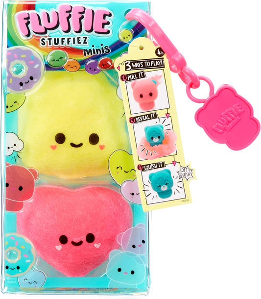 Fluffie Stuffiez Popcorn & Heart Candy Minis Surprise Reveal Unboxing Soft and Squishable Tactile Play Fidget DIY